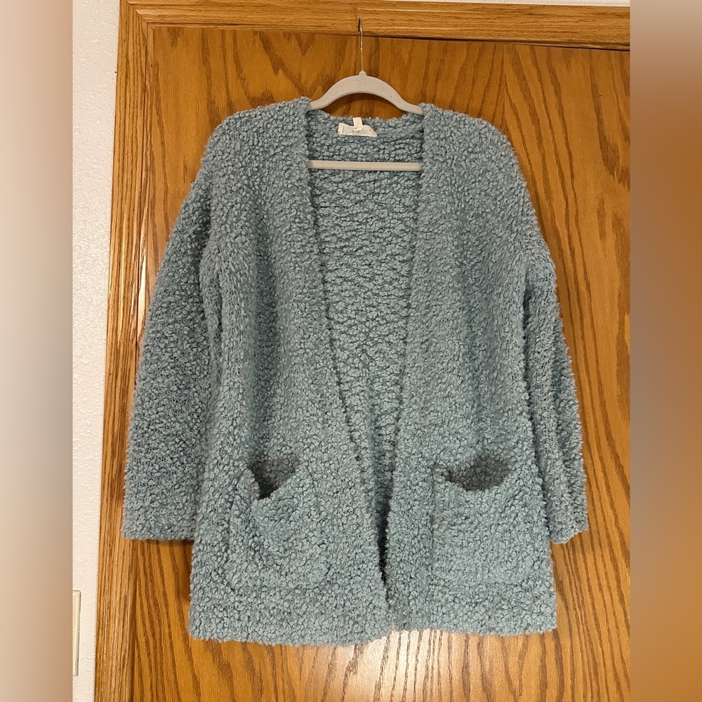 Pink Republic Textured Blue Open Front Cardigan - Size M